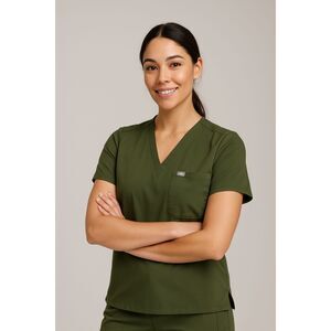 Figs Technical Collection Green Short Sleeve Scrub Top     Women's Size XS